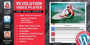 Enhance your WordPress site with the Revolution Video Player With Bottom Playlist. Seamlessly integrates YouTube