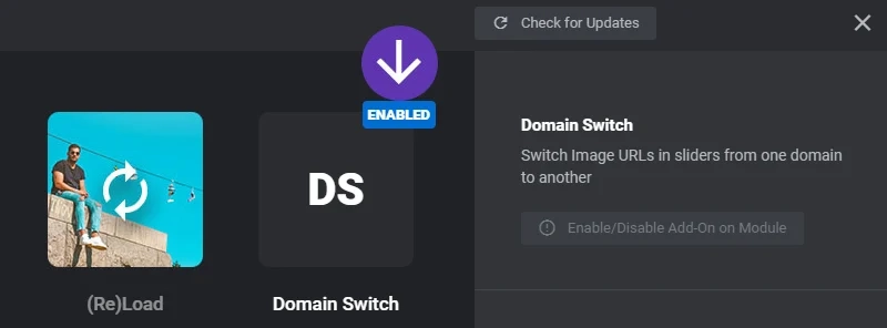 Use the Domain Switch AddOn to change Image URLs in sliders from one domain to another.