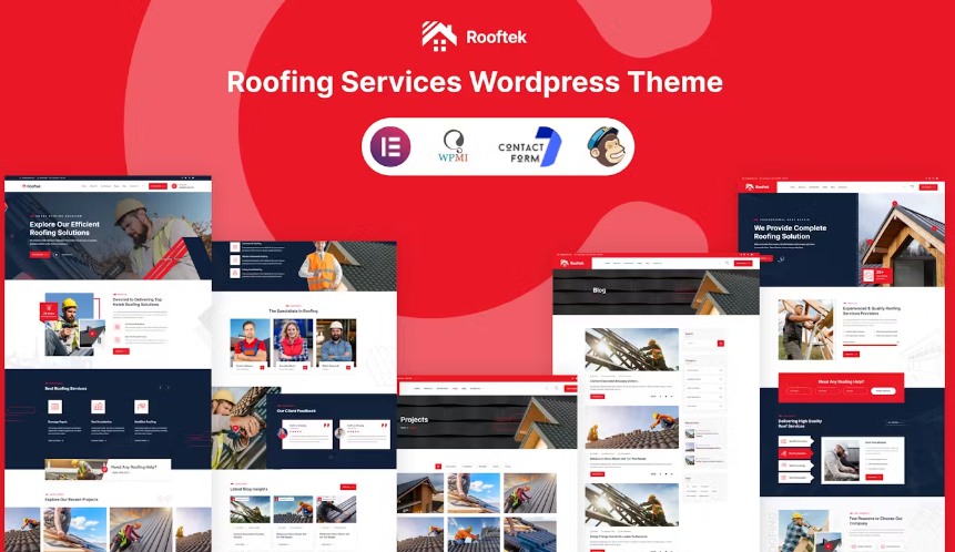 Elevate your roofing business with Rooftek - Roofing Services WordPress Theme! Featuring stunning designs