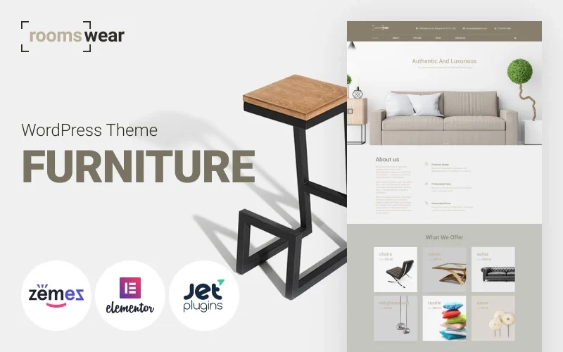 Such a template is the most practical solution for creating a website for a furniture and decoration company. You can make your site attractive with our modern responsive design. You can edit and customize the Roomwear theme in real-time and create new page layouts using the Elementor page builder. With…