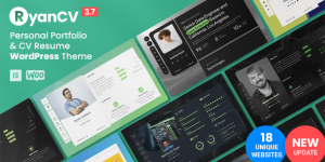 Showcase your personal portfolio with RyanCV vCard Resume WordPress Theme. Get it on ThemeForest or via Bevaultx for free along with other premium themes!