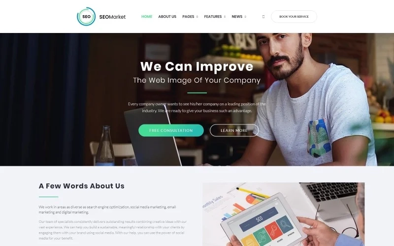 The SEOMarket WordPress theme supports easy installation and the ability to design pages through the drag-and-drop editor. This will allow you to save time and get a site with a unique design. There are ready-made various page layouts