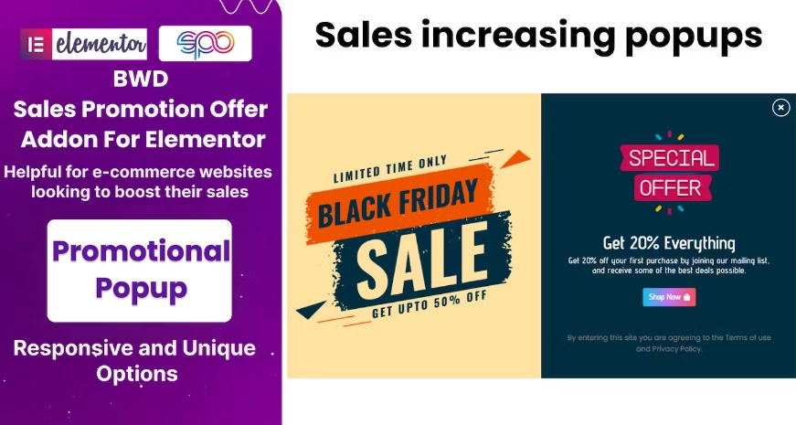 Boost your Elementor site with the BWD Sales Promotion Offer Addon! Create eye-catching sales banners