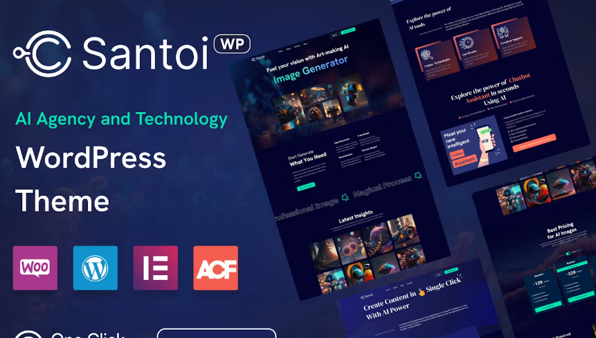 Discover Santoi - the ultimate AI Agency and Technology WordPress Theme! With stunning designs