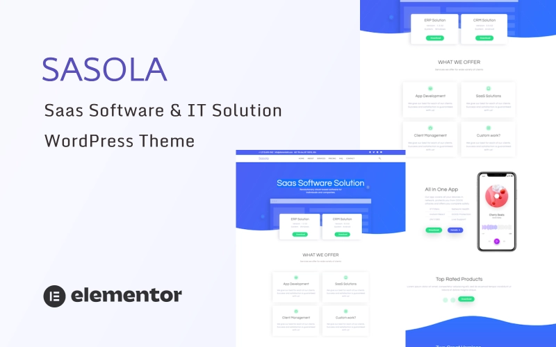 Sasola is a one-page Wordpress theme for SaaS software and IT solutions. Photoshop and Elementor were used to create this theme. This theme was created and developed by our skilled team. The Sasola Wordpress theme is appropriate for any SaaS topic