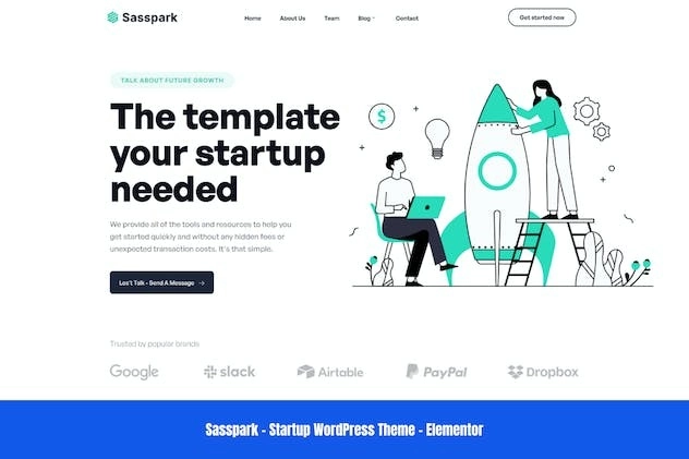 Sasspark is a WordPress theme designed for startups