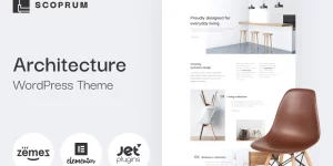 Scoprum furniture design WordPress theme is a simple and well-built template. Scoprum is ideal for modern studios and helps to show non-typical interior designs. Thanks to minimalistic looks