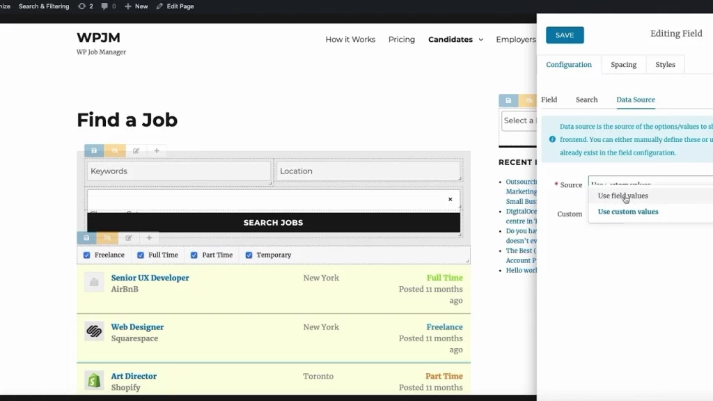 Customize and/or add search and filtering capabilities for WP Job Manager.