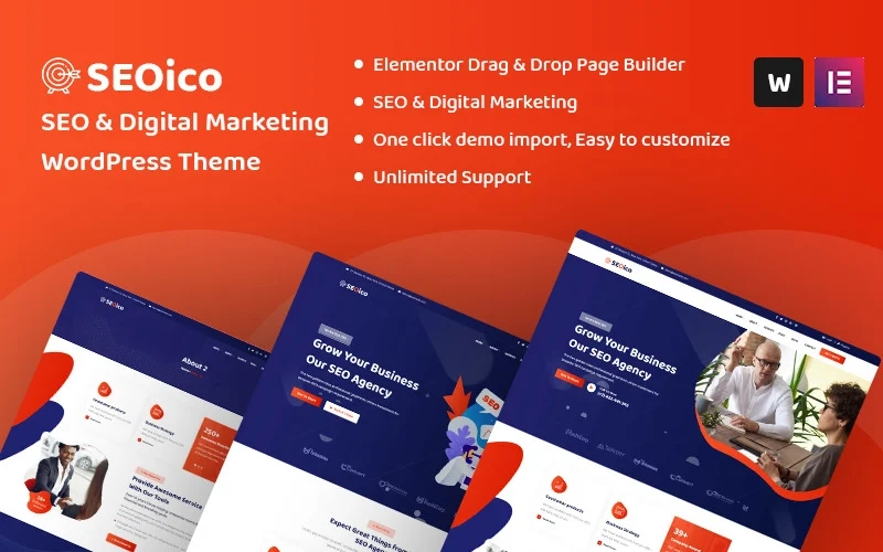 SEOICO is a SEO and digital marketing one page and multi page WordPress theme. It was designed specifically for SEO  Digital Marketing agencies and any kind of corporate and business website.