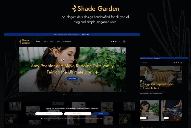 Shade Garden Blog is a creative WordPress blog theme with an elegant