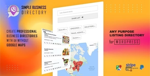 Simple Business Directory Pro is a unique and Multi-Purpose Listing Directory WordPress plugin powered by Google Maps or OpenStreetMap platform. Create One Page Or Fully Fledged Multi Page Business Directory Listing with Geolocation Maps  Distance Search easily and very quickly. Map Only mode is supported as well. Suitable for…