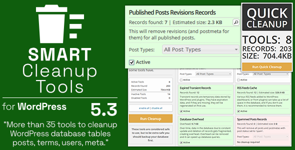 Optimize your WordPress site with Smart Cleanup Tools! This powerful plugin offers 37 database cleanup