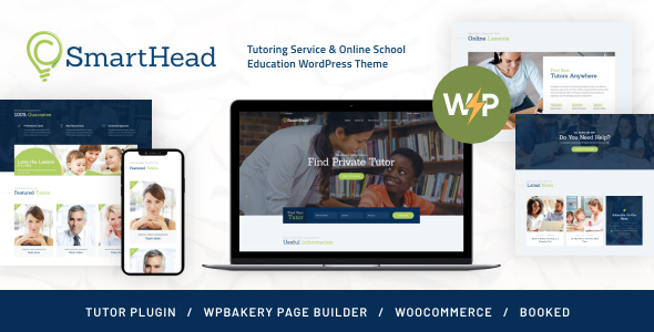 Smart Head - trendy  modern Tutoring Services  Online School WordPress Theme. It is a perfect option for a tutoring center