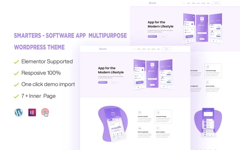 Smarters - Software 0r App Multipurpose  Responsive WordPress Theme. This multipurpose WordPress theme is everything one could need to start a new online project. It will suit perfectly all the needs of designers