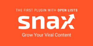 Viral Front-End Uploader with Open Lists. Say hello to Snax - the first front-end uploader with Open Lists. Boost your site traffic by letting users create and share viral content for you. It’s so easy even your grandma can do it!