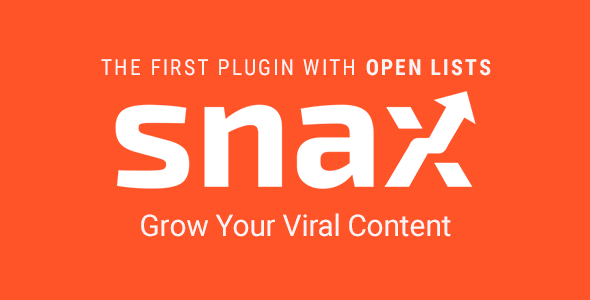 Viral Front-End Uploader with Open Lists. Say hello to Snax - the first front-end uploader with Open Lists. Boost your site traffic by letting users create and share viral content for you. It’s so easy even your grandma can do it!