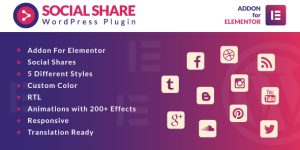 Welcome to Social Share for Elementor. Add your Social Share in just one click. Required  Elementor installed if you want to use this plugin. Because this is an addon for  Elementor