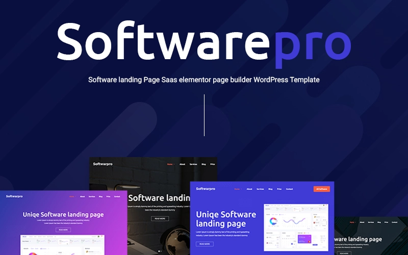 Softwarepro is clean and modern Software landing page WordPress template. unique design for 4 home page software web design