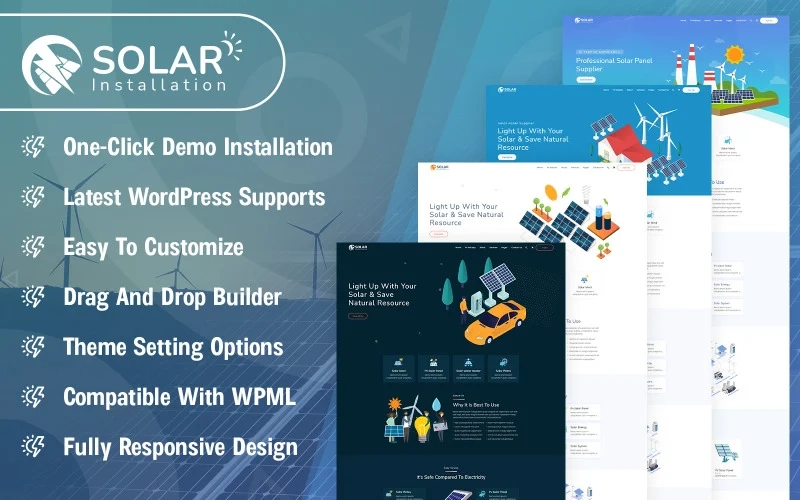 Solar Panel Installation WordPress theme is for solar