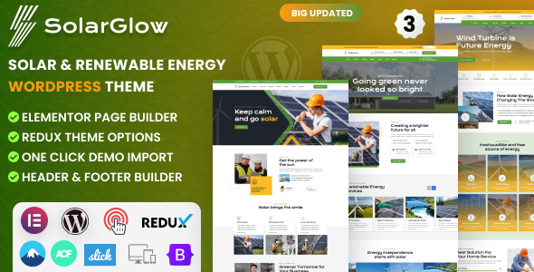 SolarGlow: Solar  Renewable Energy WordPress Theme Hey WordPress enthusiasts! Are you looking to power up your energy business website? Let me introduce you to SolarGlow: Solar  Renewable Energy WordPress Theme. This top-notch theme is not just any WordPress theme; it's specifically designed to cater to solar and renewable…