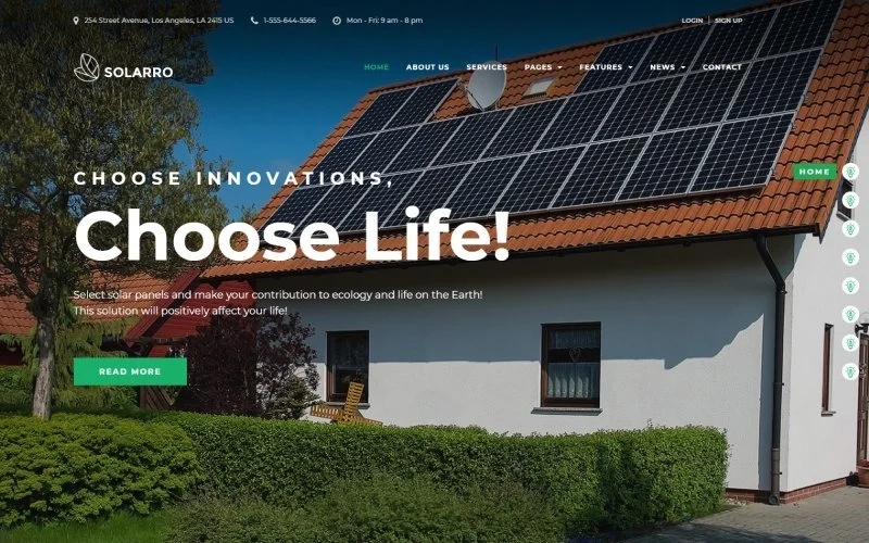 Solarro is what you need for a professional-looking alternative power website. Despite the fact