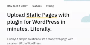 Upload Static Pages with plugin for WordPress in minutes. Literally. features— Let’s keep it between us. Multi-page support Create a link for every HTML page you upload in the folder. Dynamic brackets A shortcode is WordPress-specific code that lets you do things with little effort. Replace on the fly Flawlessly…