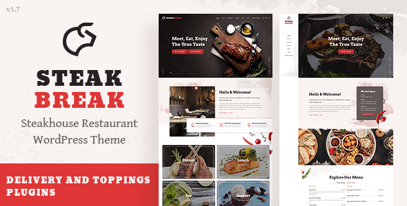 Elevate your steakhouse with the SteakBreak theme. Get unlimited downloads  premium updates for WordPress at Bevaultx. Sign up today!