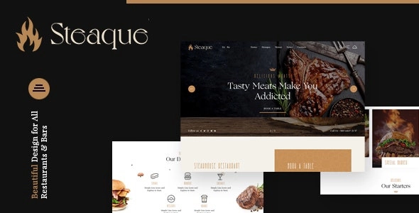 Beautiful elegant design and premium look makes item more impressive. You will be able to use Steaque for all kind of restaurant and bar website purposes. With parallax header slider you might present yourself in beautiful way. WP Bakery page builder and clean HTML structure will make easy to edit…