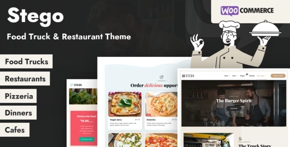 Stego is a great theme to help you build a website for a restaurant