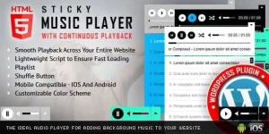 Elevate your website with the Sticky HTML Music Player! This HTML5 Audio Player offers seamless background music playback