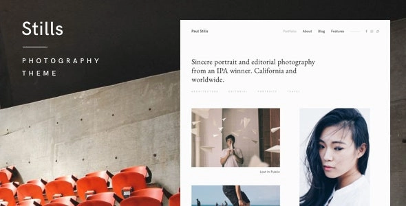 Showcase your portfolio with the minimalist Stills theme. Keep images uncropped with innovative layout. Perfect for professionals in photography and creative fields.