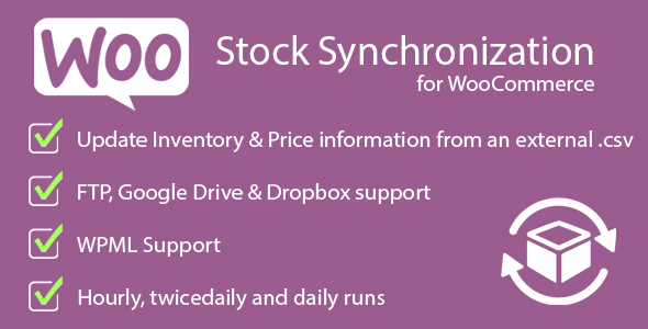 Got tired of manually updating your WooCommerce inventory? Start syncing! Stock Synchronization lets you synchronize your WooCommerce inventory with your external inventory file. Synchronize your inventory by automatically updating your stock quantities from an external inventory file. Update your stock inventory daily with Stock Synchronization and say goodbye to manually…