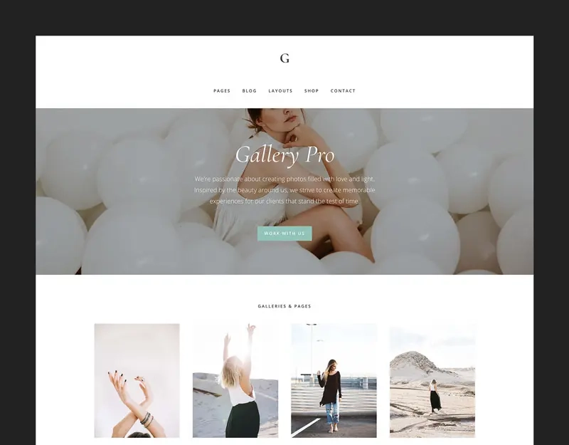 Gallery Pro is a posh yet minimalist theme. It offers a warm welcome that is streamlined and full of light. With a winning combination of full-stretch and gallery images as well as beautiful typography