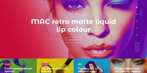 The theme was created for cosmetics and beauty video blogs. The author uses blocks and bright