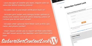 Unlock exclusive content with the Subscriber Content Lock for WordPress! Easily install and activate this powerful plugin to manage your newsletters and subscriber lists. Download from the Bevaultx at a fraction of the cost. Boost engagement today!