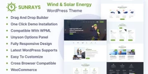 Sunrays – WordPress Theme is highly suitable for all the Eco friendly businesses. We are very delight to introduce Sunrays WordPress Theme which developed specifically for all types of Solar industry like solar power