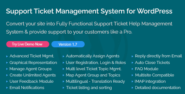 Convert your WordPress into Fully Functional Support Ticket Help Management System and support your customers like a Pro. Features: Advanced Ticket Management Manage your client’s support requests like a pro using this ticket management system. This plugin is built in a manner that any company regardless of how small or…