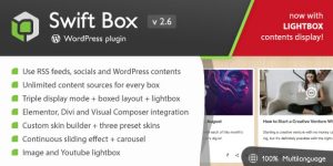 Fetch contents from different sources and display them in a unique environment! Swift Box is an innovative WordPress slider meant to allow you grouping multiple contents and sort them by date. Fully responsive