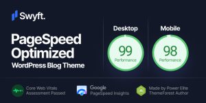 Discover the Swyft PageSpeed Optimized WordPress Blog Theme. Boost your blog's speed  style with fast loading times  modern design. Available on Bevaultx.