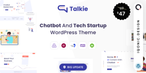 Create an eye-catching chatbot landing page with Talkie WordPress Theme. Easy customization