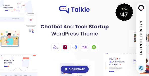 Create an eye-catching chatbot landing page with Talkie WordPress Theme. Easy customization