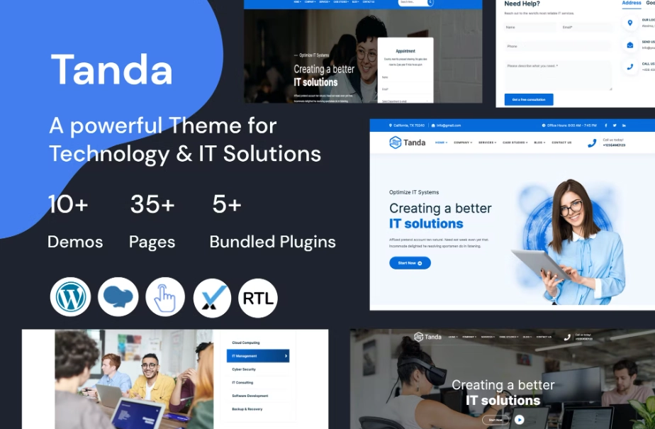 Tanda – Technology and IT Solutions WordPress Theme – designed specifically for technical