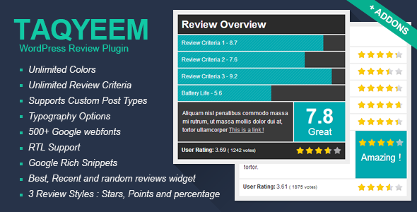 Taqyeem – WordPress Review Plugin If you're on the lookout for a top-notch way to add stylish and functional reviews to your WordPress site