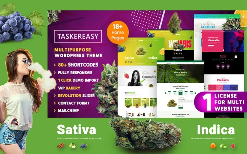 Taskereasy is packed with 5 themes  19 Home pages: Theme 1 Cannabiseasy Theme 2 Businesseasy Theme 3 Taskereasy Theme 4 Weedo Theme 5 Cannapp Taskereasy is Easy to navigate and fully customizable