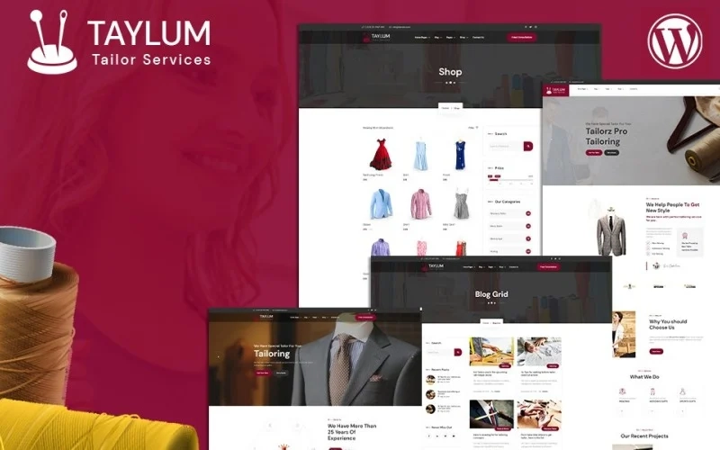 Taylum Tailor Services WordPress Theme is designed for clothes designers