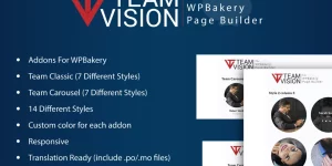 Welcome to Teamvision – Team Addons for WPBakery Page Builder for WordPress. With this awesome plugin you can build your team layout in 1 minute using WPBakery. In this plugin are included 14 addons with 14 different styles Features Team Addons: Addons For WPBakery Team Layout (7 Different Styles) Team…