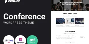 TechCon theme is a perfect option for presenting a digital marketing conference in the most engaging way. This theme includes pre-made Home