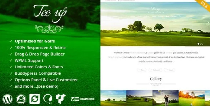 Tee Up is an Elegant premium WordPress theme optimized for Golf Courses. And perfect for any Elegant website (club