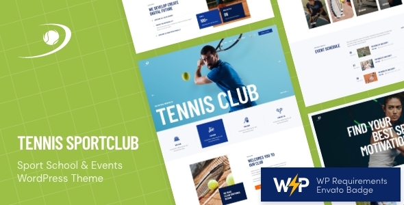 Ace your website game with Tennis Sport Club  Events Theme. Perfect for sports clubs  event planners. Access it via Bevaultx—subscribe now!