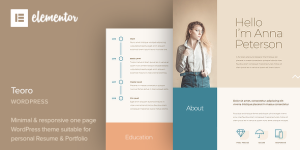 Create an impressive online resume with Teoro - CV Resume WordPress Theme from Bevaultx. Modern design